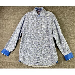 Society of Threads Long Sleeve‎ Button Up Men's Medium White/Blue Floral NWT